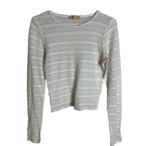 Hollister Womens Open Knit Crewneck Cropped Sweater Medium Long Sleeve Y2K 90s